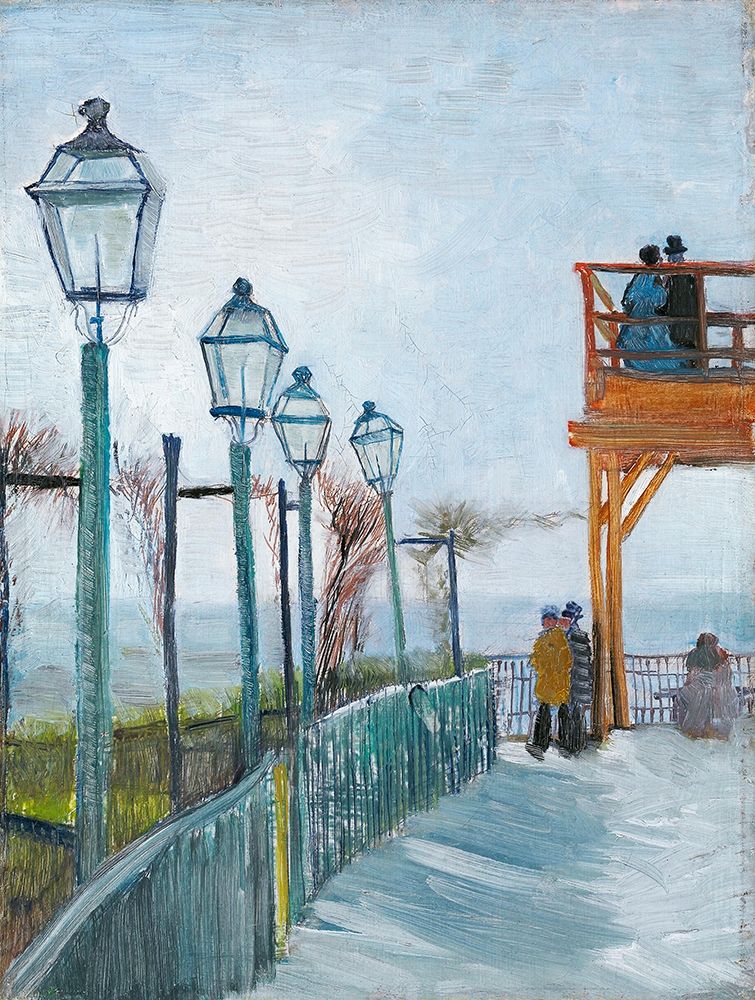 Wall Art Painting id:352580, Name: Terrace and Observation Deck at the Moulin de Blute-Fin, Montmartre (1887), Artist: Van Gogh, Vincent