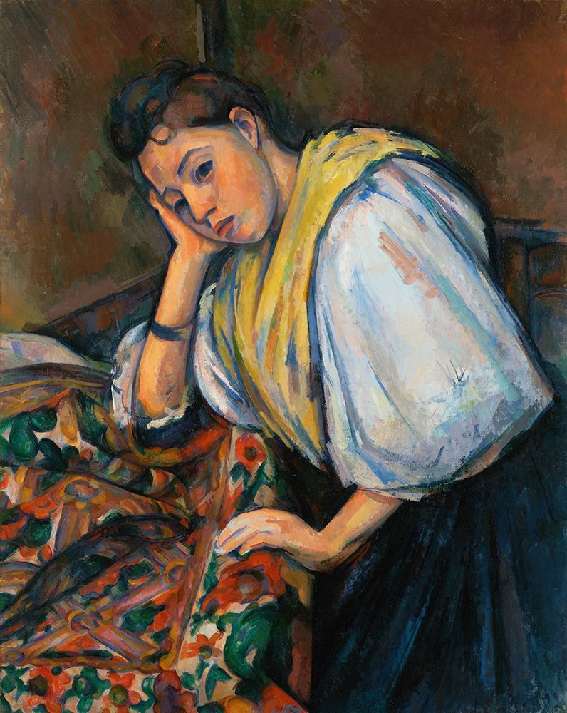 Wall Art Painting id:352616, Name: Young Italian Woman at a Table, Artist: Cezanne, Paul