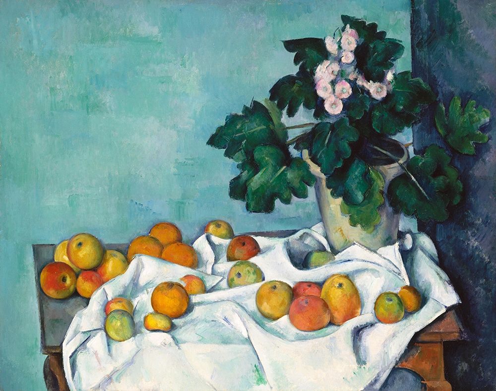 Art Print: Still Life with Apples and a Pot of Primroses