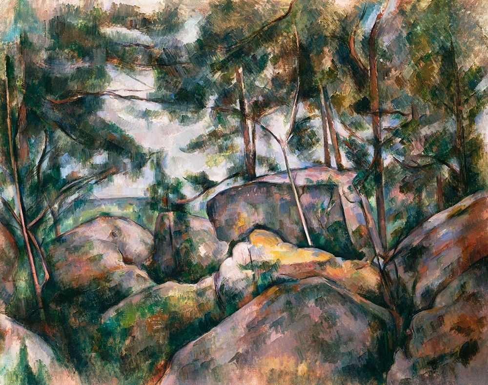 Wall Art Painting id:352668, Name: Rocks in the Forest, Artist: Cezanne, Paul