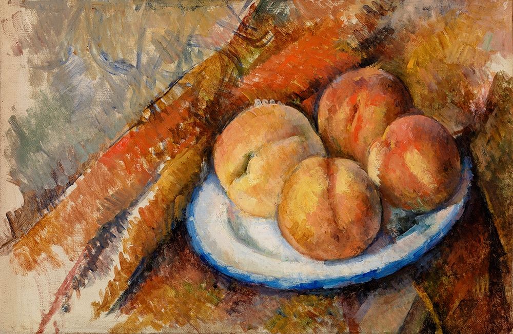 Art Print: Four Peaches on a Plate