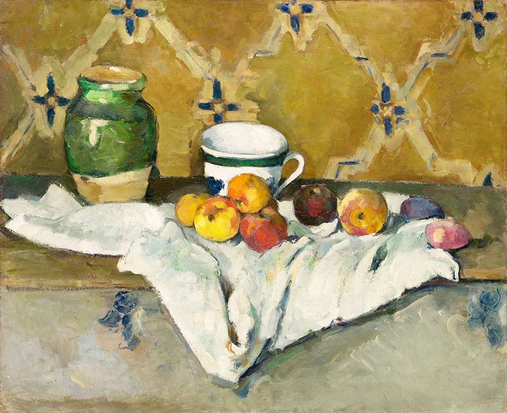 Art Print: Still Life with Jar, Cup, and Apples 