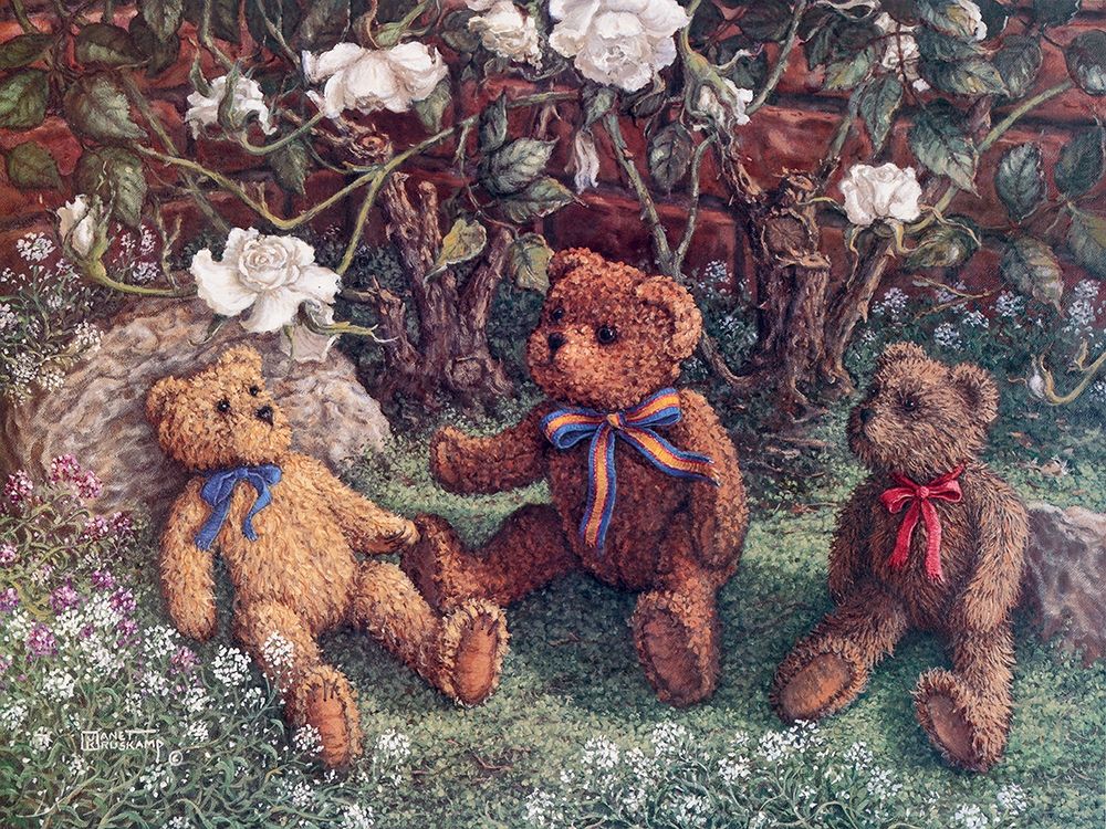 Wall Art Painting id:354331, Name: Bears and Roses, Artist: Kruskamp, Janet