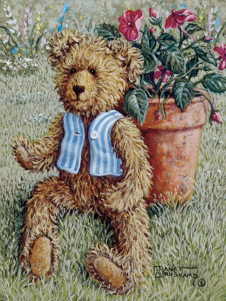 Wall Art Painting id:354335, Name: Bear With Vest, Artist: Kruskamp, Janet