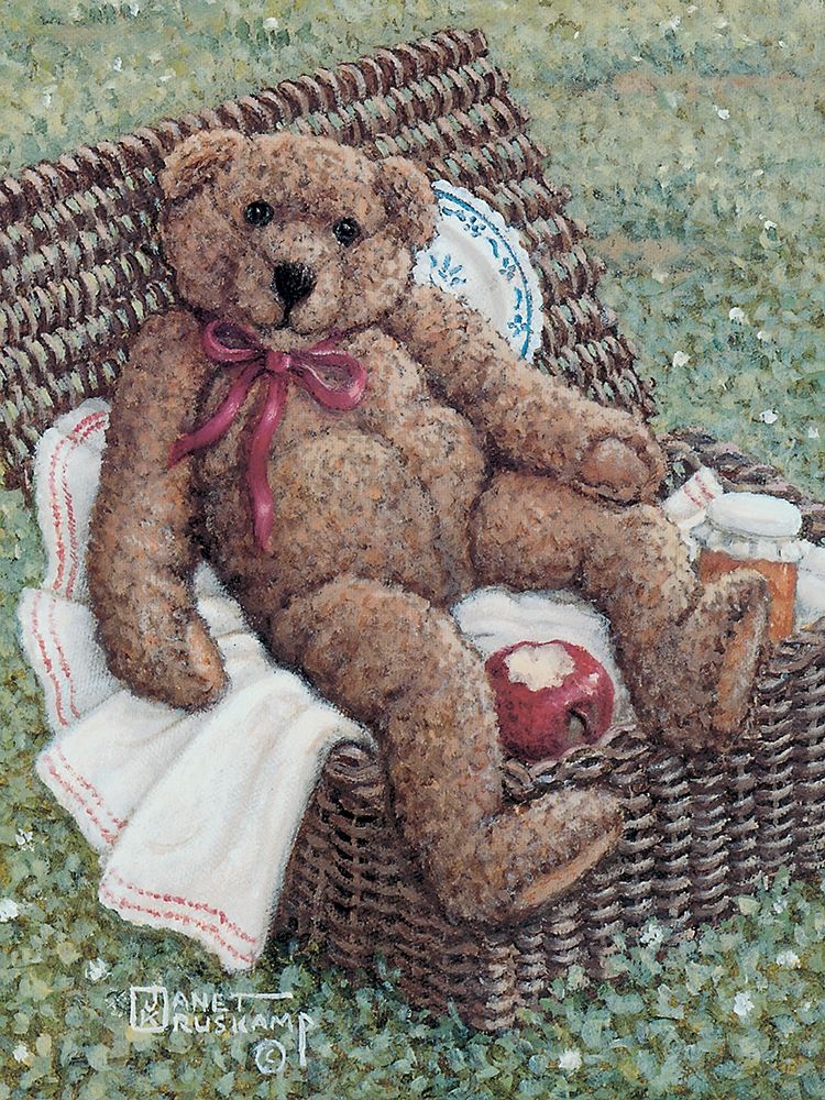 Wall Art Painting id:354336, Name: Bear in a Basket, Artist: Kruskamp, Janet