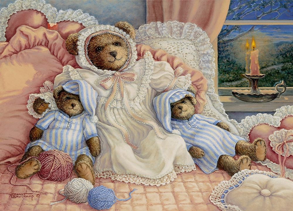 Wall Art Painting id:354357, Name: Sleepy-Time Bears, Artist: Kruskamp, Janet