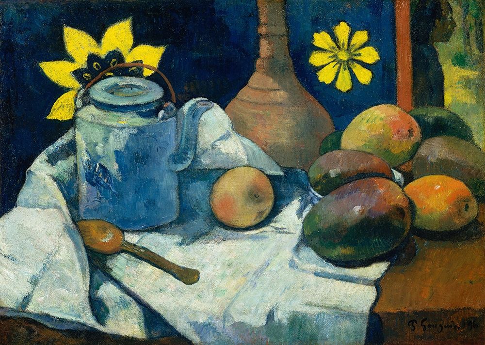 Wall Art Painting id:360412, Name: Still Life with Teapot and Fruit, Artist: Gauguin, Paul