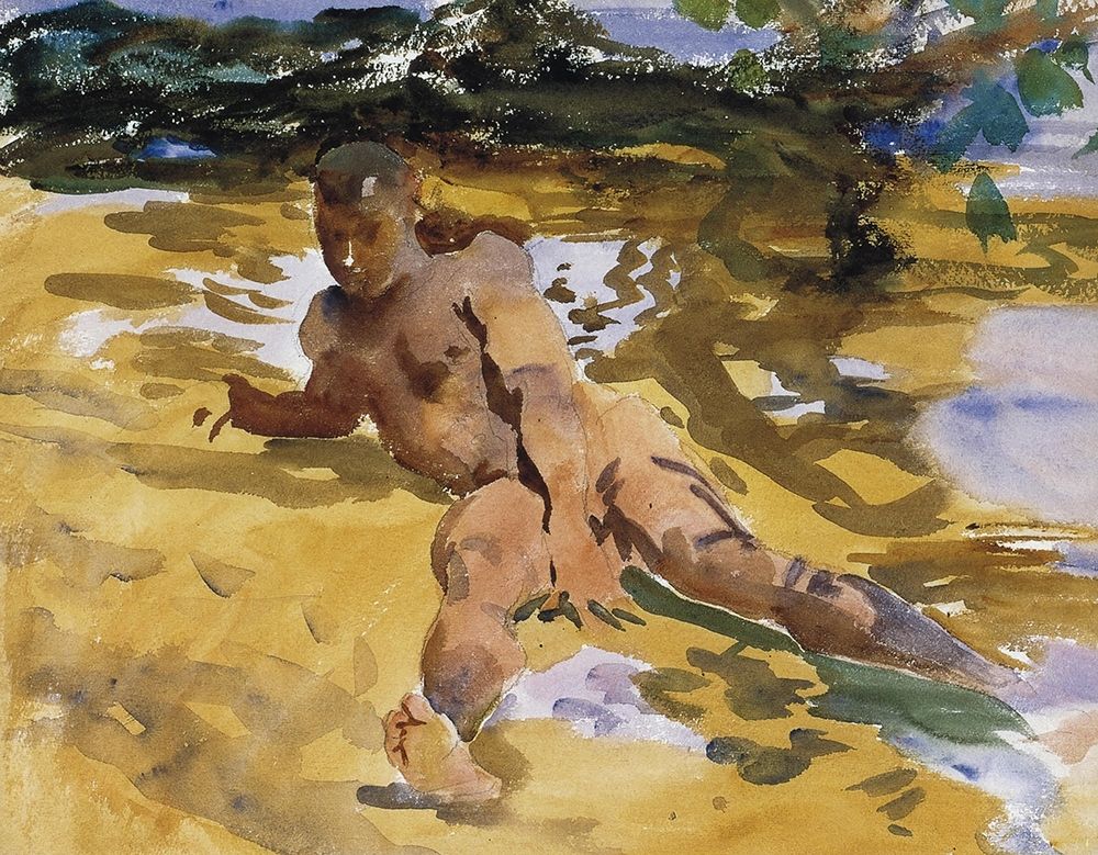 Wall Art Painting id:353782, Name: Figure on a beach, Florida, Artist: Sargent, John Singer