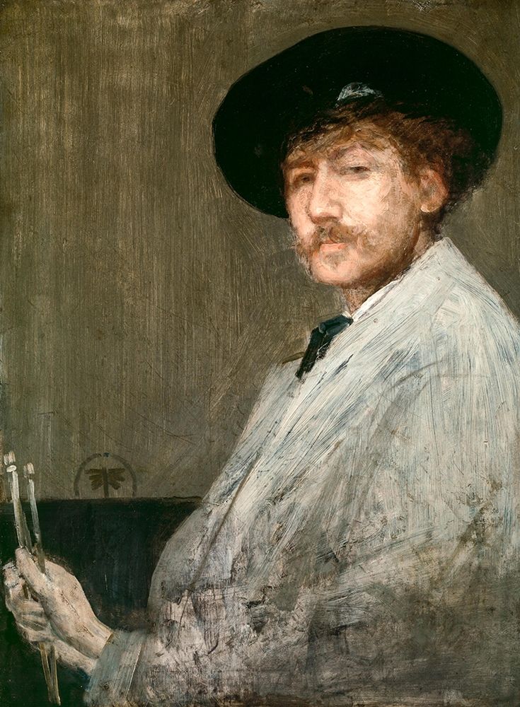 Wall Art Painting id:354666, Name: Arrangement in Gray, Portrait of the Painter ca. 1872, Artist: Whistler, James McNeill