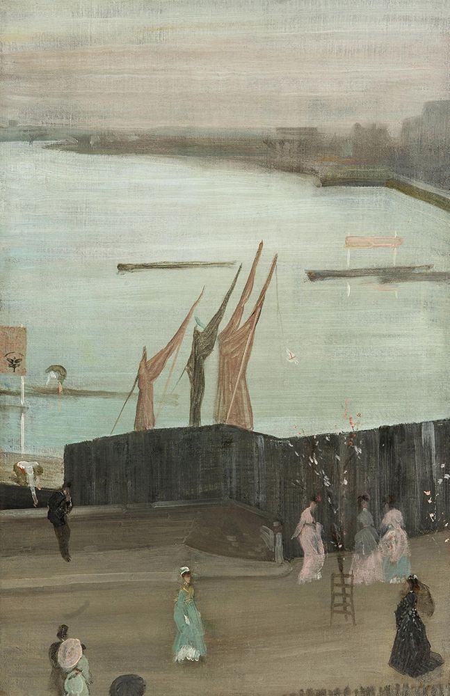 Wall Art Painting id:354686, Name: Variations in Pink and Grey, Chelsea 1871, Artist: Whistler, James McNeill