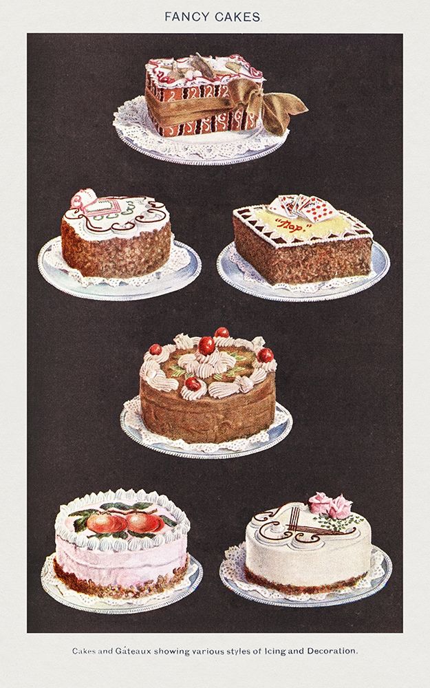Wall Art Painting id:360521, Name: Fancy Cakes, Artist: Mrs. Beetons Book of Household Management