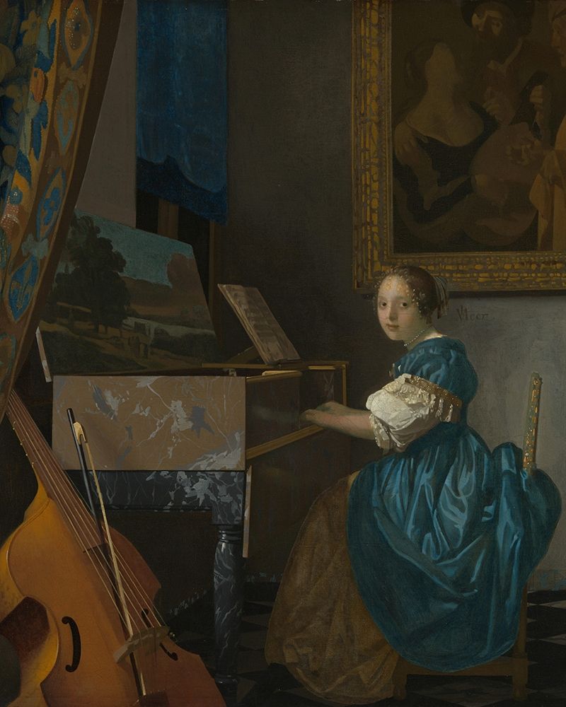 Wall Art Painting id:360708, Name: Lady Seated at a Virginal, Artist: Vermeer, Johannes