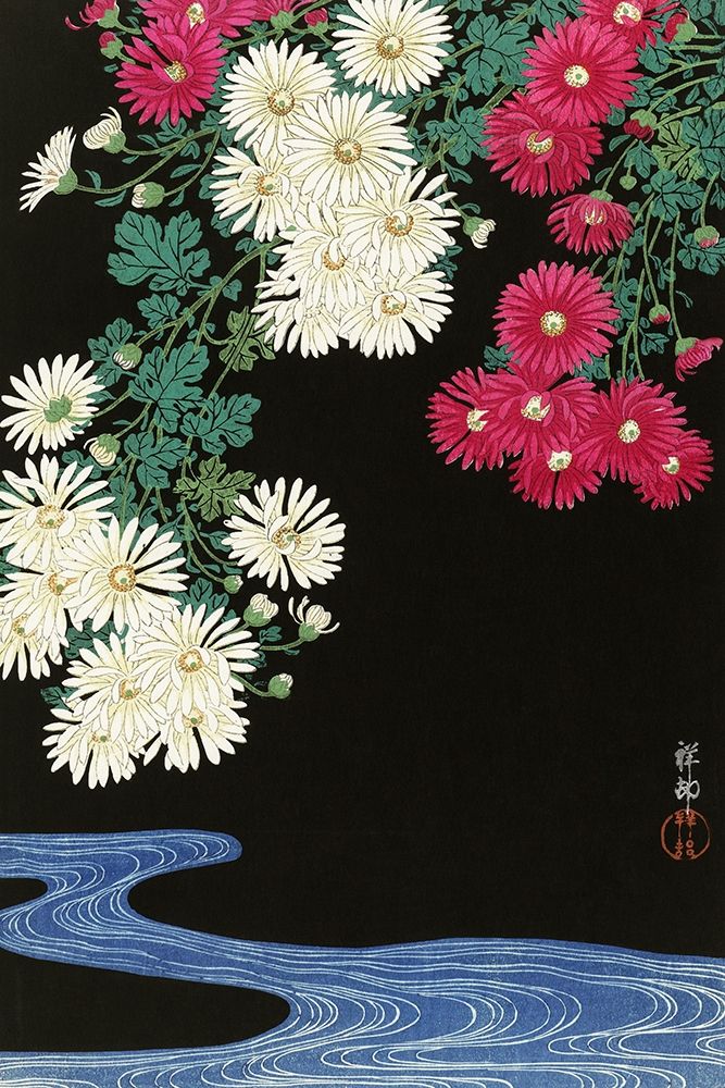 Wall Art Painting id:360853, Name: Chrysanthemums, Artist: Koson, Ohara