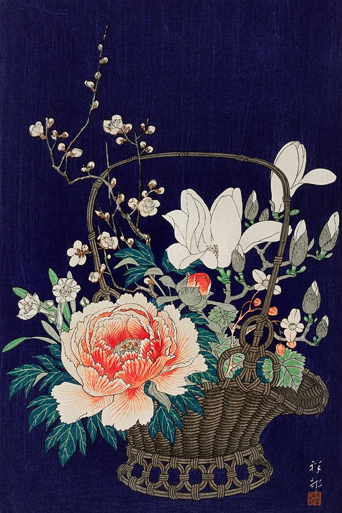 Wall Art Painting id:360855, Name: Bamboo flower basket, Artist: Koson, Ohara