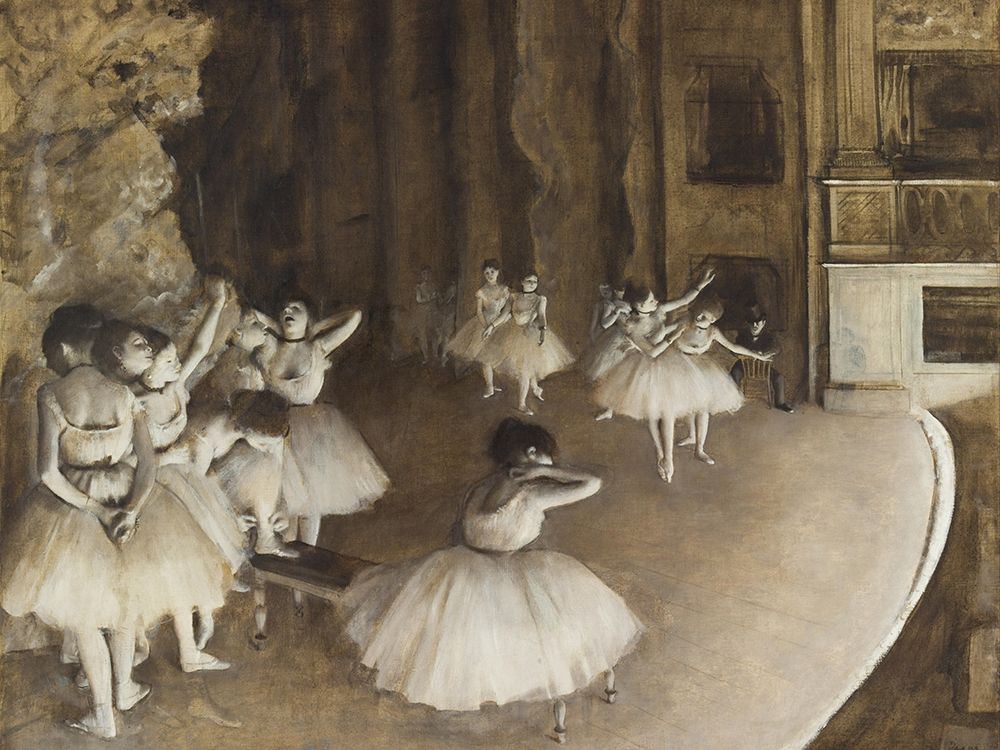 Wall Art Painting id:362195, Name: Ballet Rehearsal on Stage, Artist: Degas, Edgar