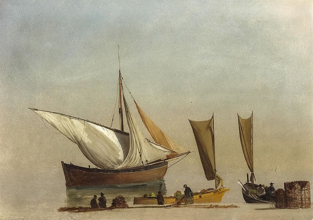 Wall Art Painting id:363062, Name: Fishing Boats, Artist: Bierstadt, Albert