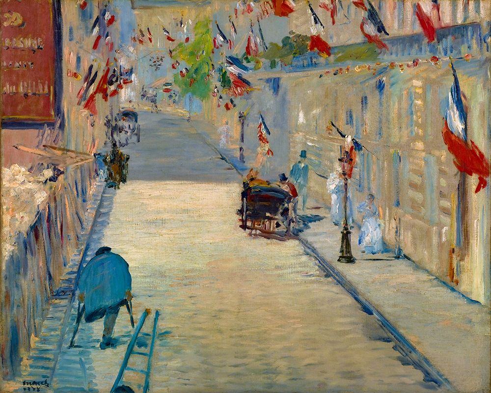 Wall Art Painting id:368251, Name: The Rue Mosnier with Flags, Artist: Manet, Edouard