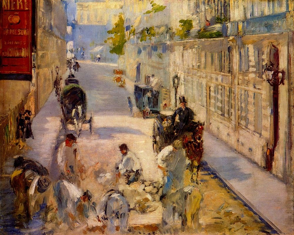 Wall art: Road workers, rue de Berne, by Manet, Edouard