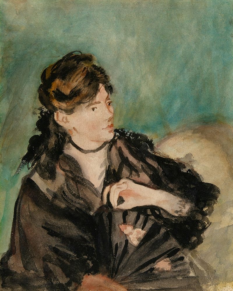 Wall Art Painting id:368318, Name: Portrait of Berthe Morisot with a Fan, Artist: Manet, Edouard