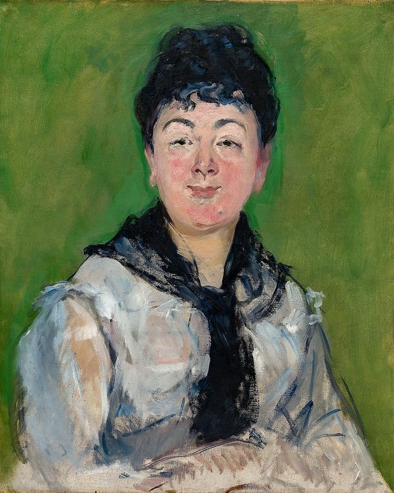 Wall Art Painting id:368319, Name: Portrait of a Woman with a Black Fichu, Artist: Manet, Edouard