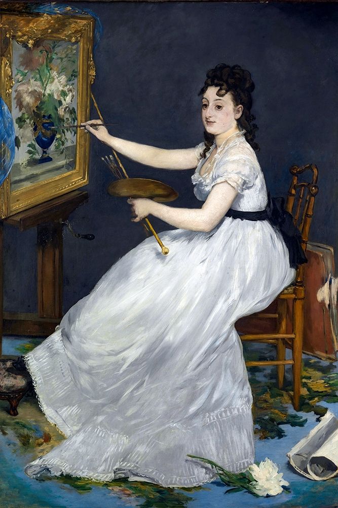 Wall Art Painting id:368330, Name: Portrait of Eva Gonzales in Manets studio, Artist: Manet, Edouard