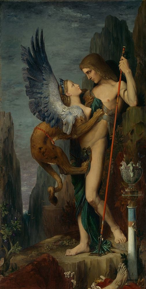 Wall Art Painting id:376772, Name: Oedipus and the Sphinx, Artist: Moreau, Gustave