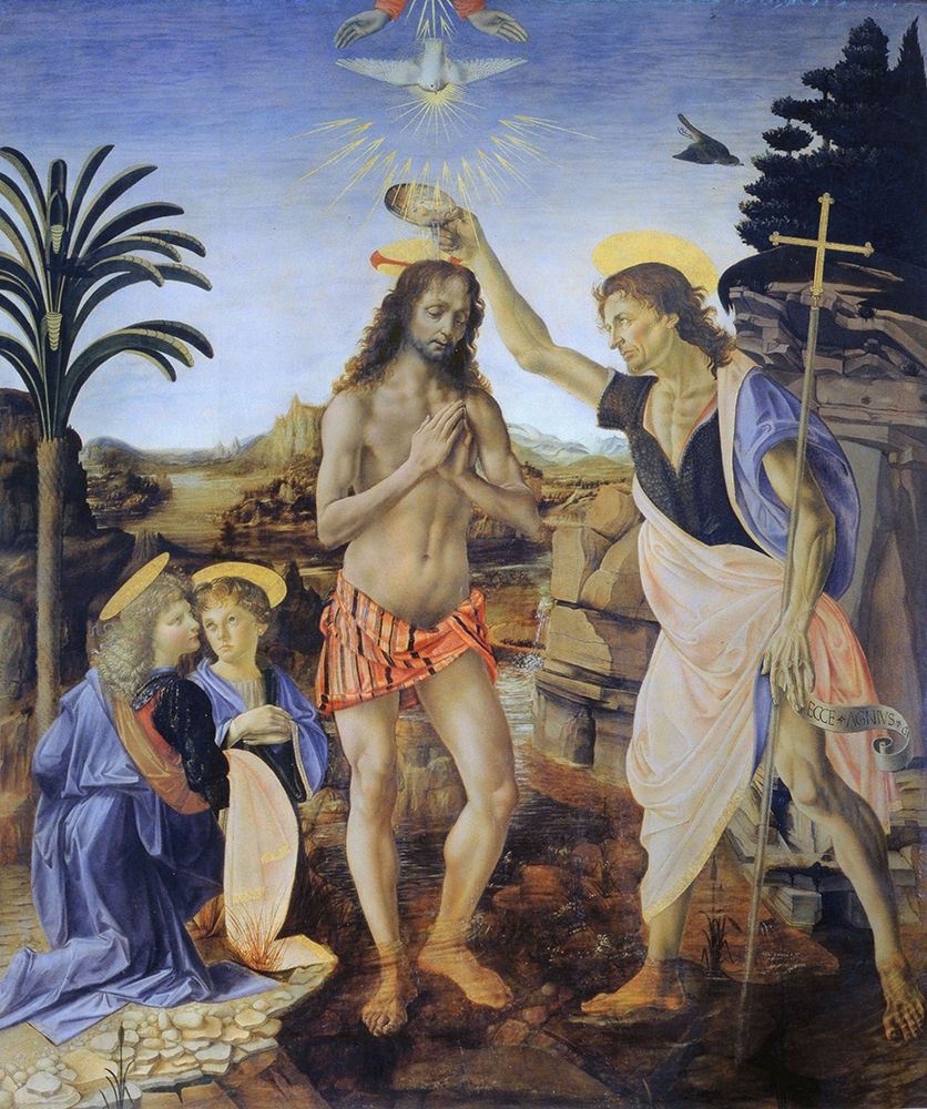 Wall Art Painting id:376938, Name: Baptism of Christ, Artist: da Vinci, Leonardo