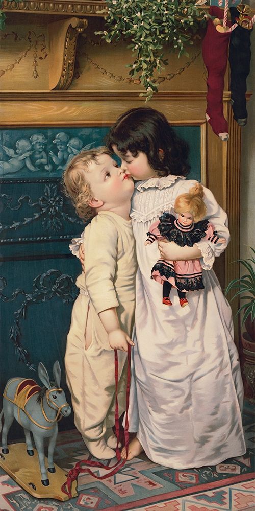 Wall Art Painting id:378600, Name: Under the Mistletoe, Artist: Library of Congress