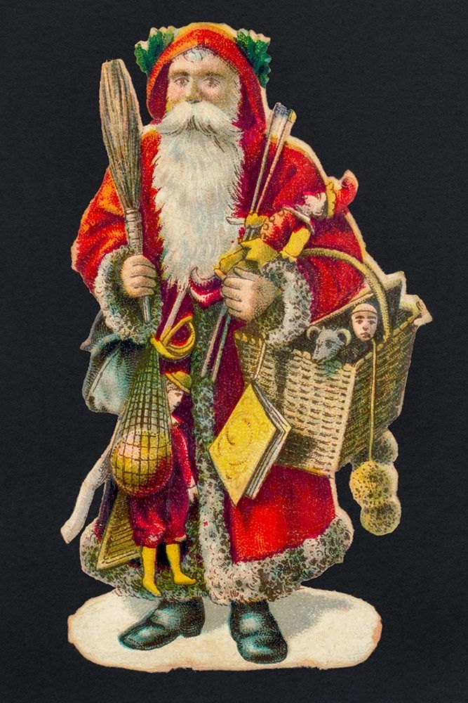 Wall Art Painting id:378609, Name: Santa Claus with a Basket of Toys, Artist: Library of Congress