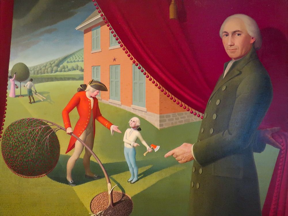 Wall Art Painting id:387339, Name: Parson Weems’ Fable, Artist: Wood, Grant