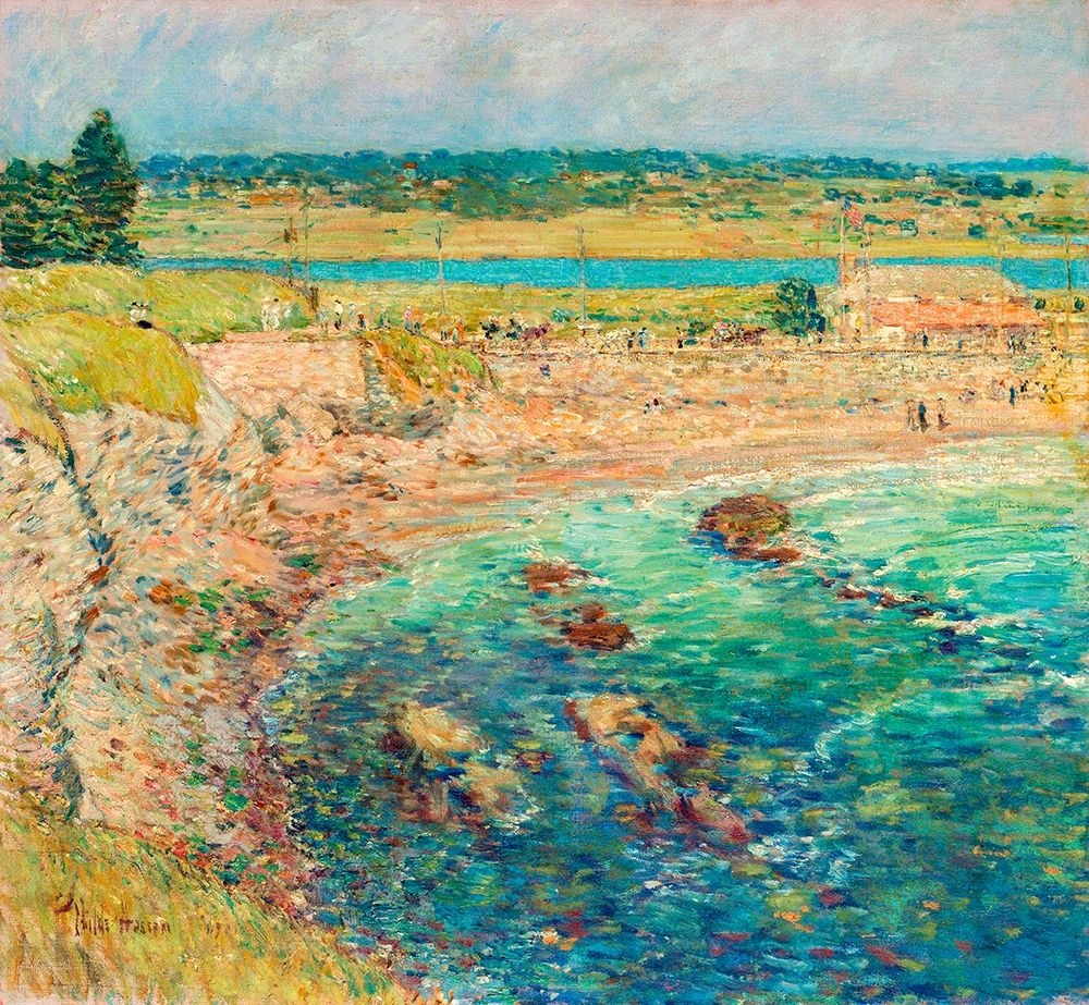 Wall Art Painting id:410627, Name: Bailey’s Beach-Newport-R.I., Artist: Hassam, Childe