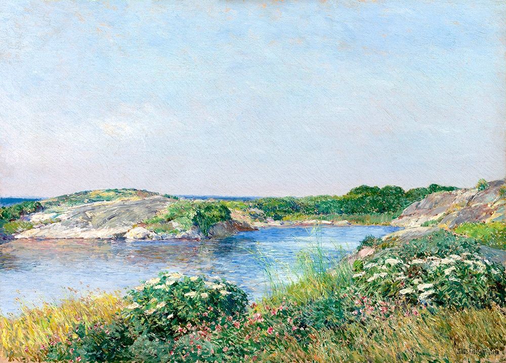 Wall Art Painting id:410630, Name: The Little Pond-Appledore, Artist: Hassam, Childe
