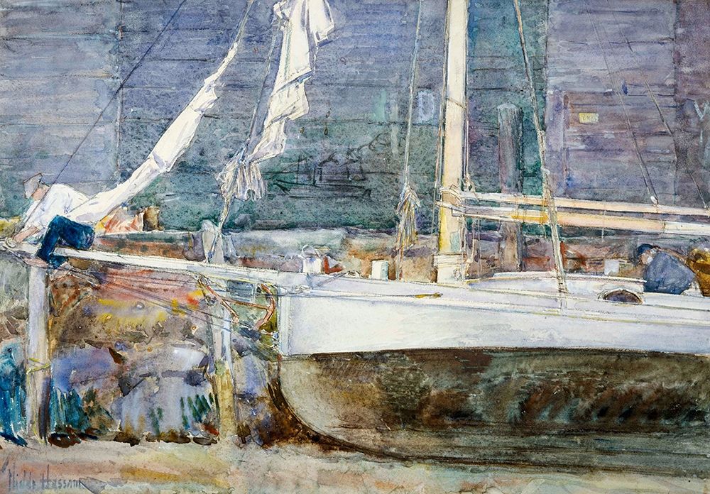 Wall Art Painting id:410645, Name: Drydock-Gloucester, Artist: Hassam, Childe