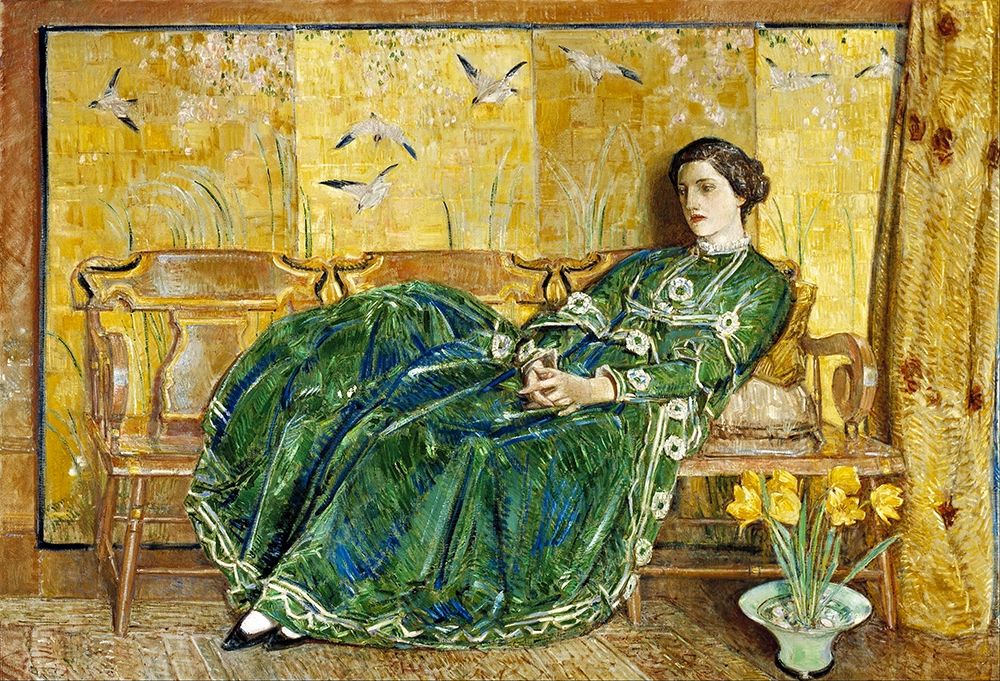 Wall Art Painting id:410652, Name: April The Green Gown, Artist: Hassam, Childe
