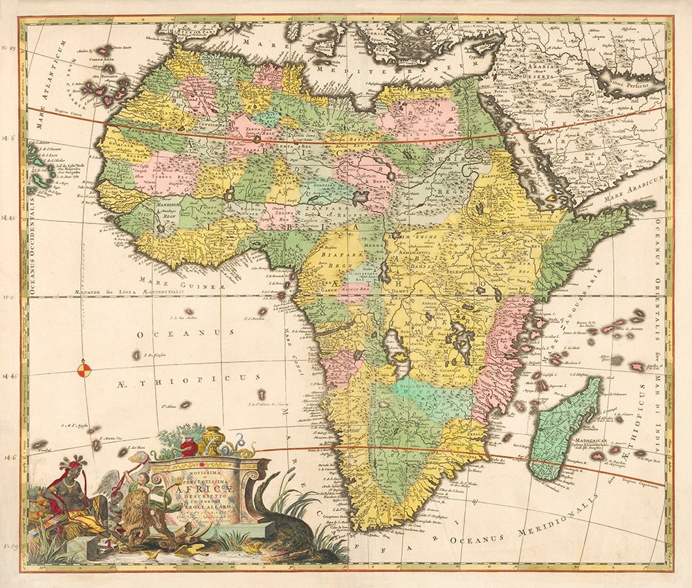 Wall Art Painting id:419872, Name: Map of Africa 1690, Artist: Allard, Carel