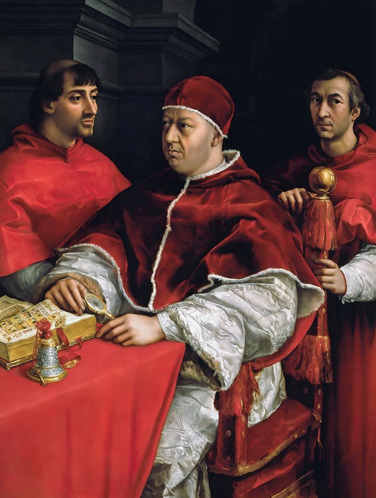 Art Print: Portrait of Pope Leo X and his cousins
