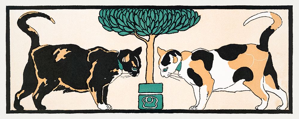 Art Print: Cats under a tree