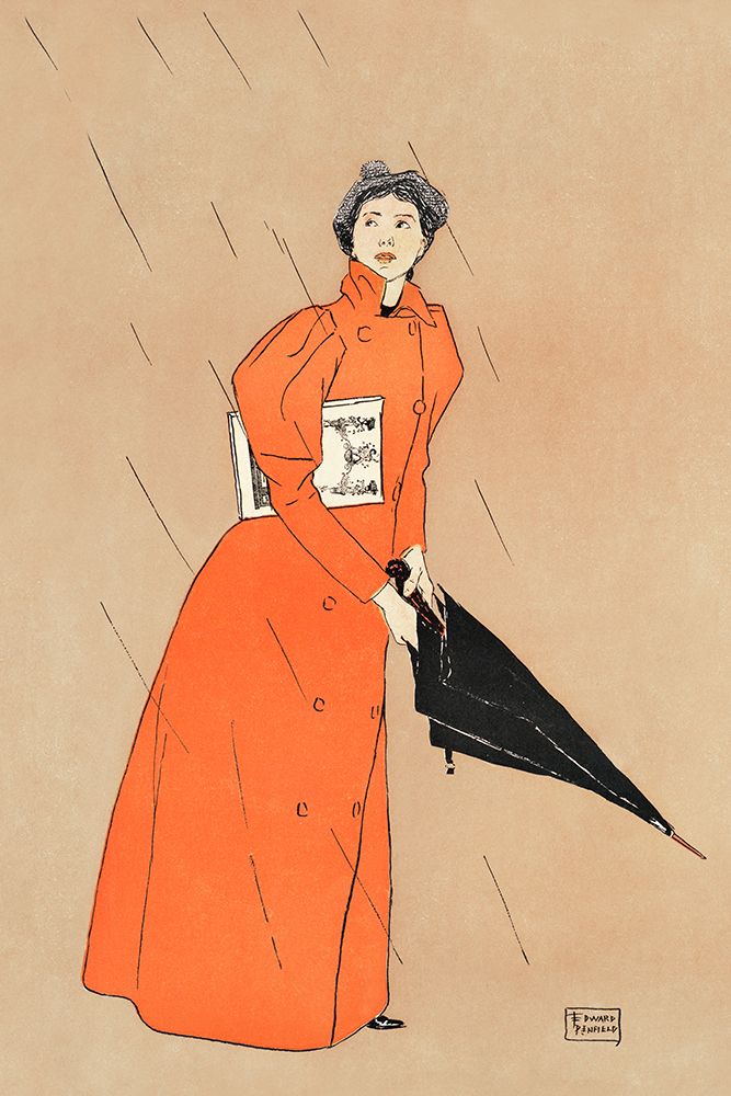 Art Print: Woman holding umbrella 