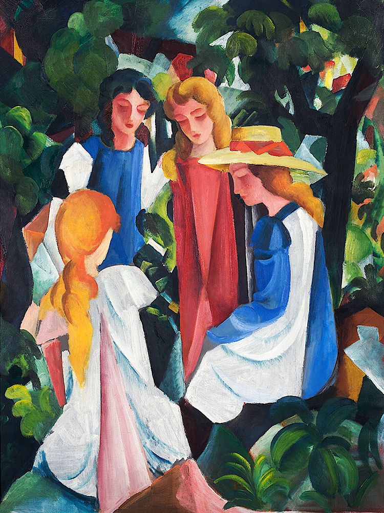 Wall Art Painting id:439600, Name: Four Girls, Artist: Macke, August