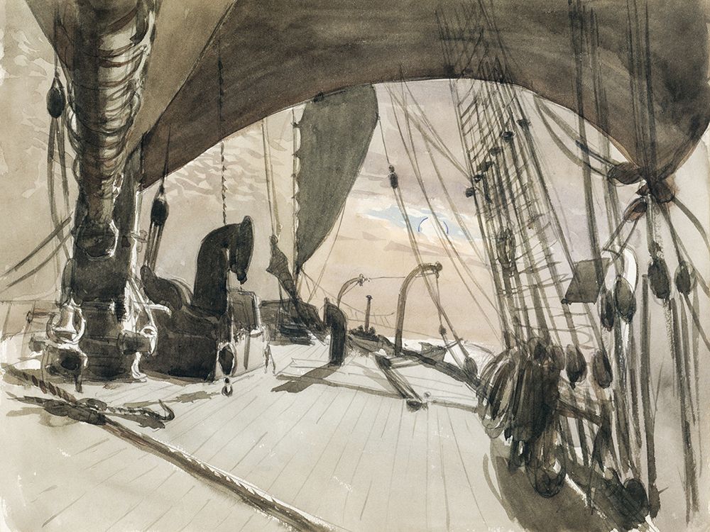 Wall Art Painting id:439991, Name: Deck of Ship in Moonlight, Artist: Sargent, John Singer