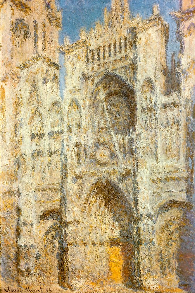 Wall Art Painting id:461109, Name: Rouen Cathedral-sunlight 1894, Artist: Monet, Claude