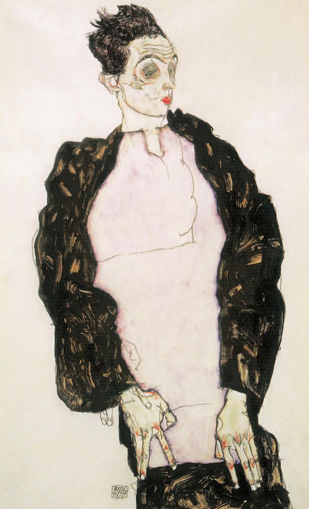 Art Print: Self-Portrait with Lavender Shirt and Dark Suit 1914