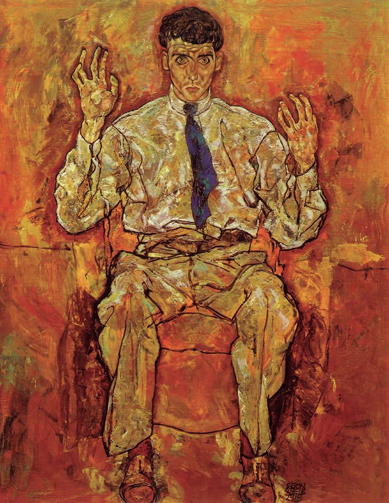 Wall Art Painting id:646198, Name: Portrait of Painter Paris von Gutersloh 1918, Artist: Schiele, Egon