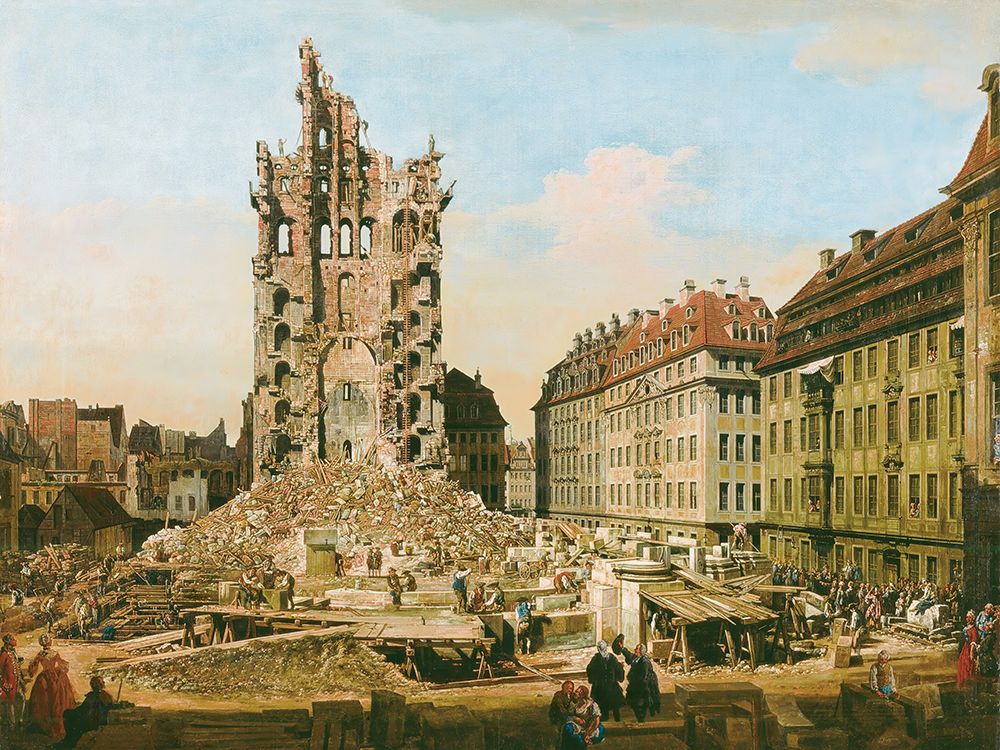 Art Print: The Ruins of the old Kreuzkirche Dresden