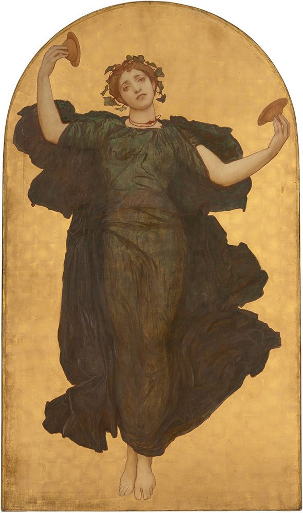 Wall Art Painting id:730140, Name: A Dancing Girl with Cymbals in a Green Robe 1869, Artist: Leighton, Frederic
