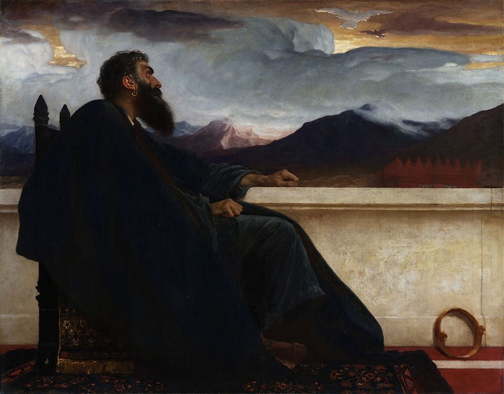 Wall Art Painting id:730154, Name: David Oh that I had wings like a Dove For then would I fly away and be at rest Psalm 55 6 1865, Artist: Leighton, Frederic