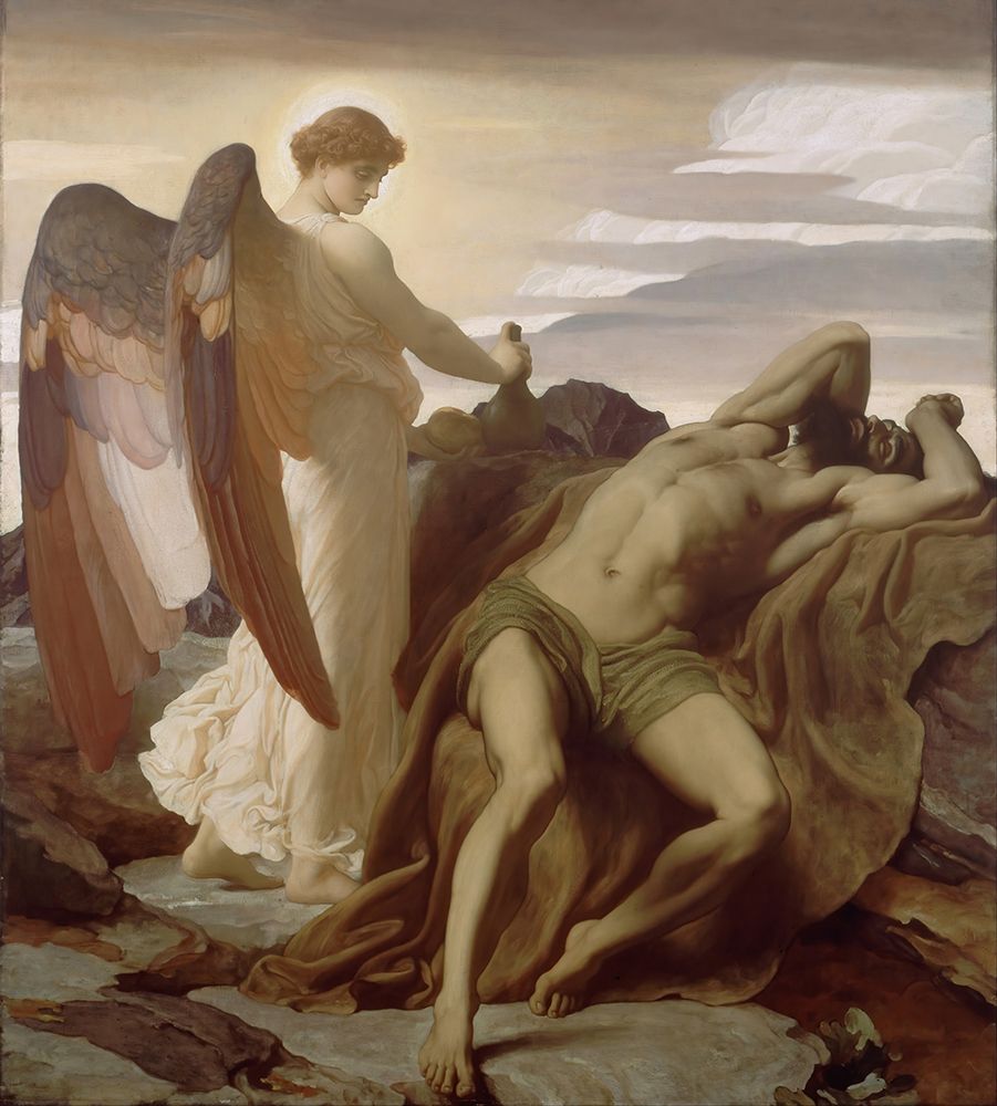 Wall Art Painting id:730157, Name: Elijah in the Wilderness 1877, Artist: Leighton, Frederic