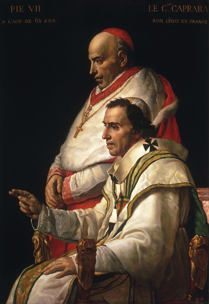 Wall Art Painting id:730740, Name: Portrait Of Pope Pius VII And Cardinal Caprara 1805, Artist: David, Jacques-Louis