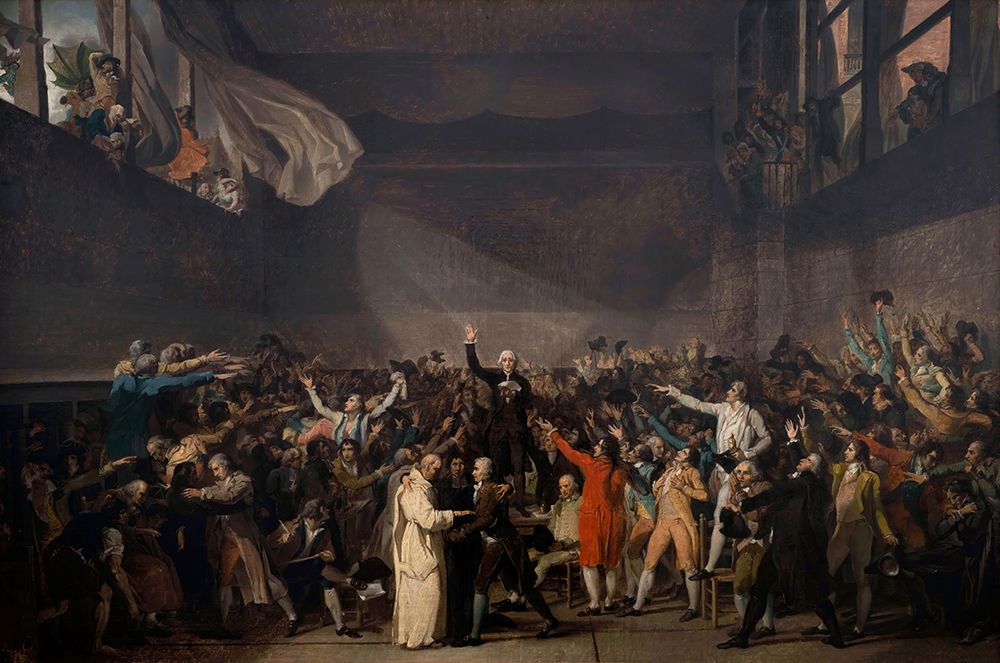 Wall Art Painting id:730747, Name: Oath of the Jeu de Paume, June 20, 1789, Artist: David, Jacques-Louis