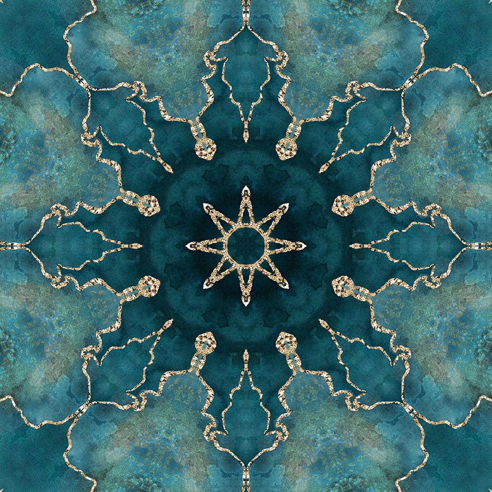 Wall Art Painting id:459874, Name: Gold Teal Tile I, Artist: Haase, Andrea